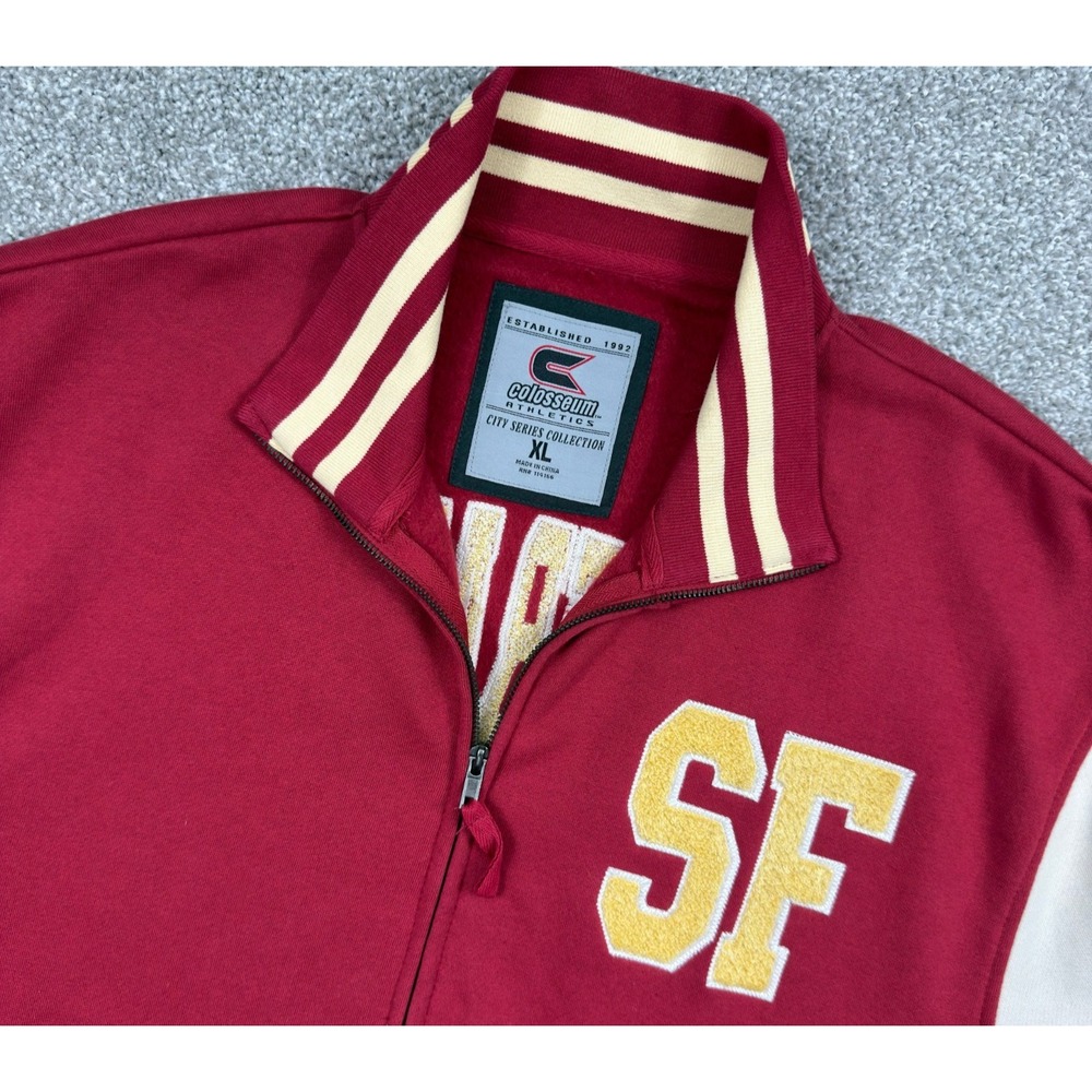 Colosseum San Francisco Mens XL Fleece Varsity Jacket SF 49ers Colors Full Zip